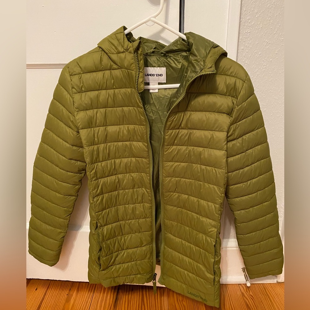 Lands' End Olive Quilted Jacket